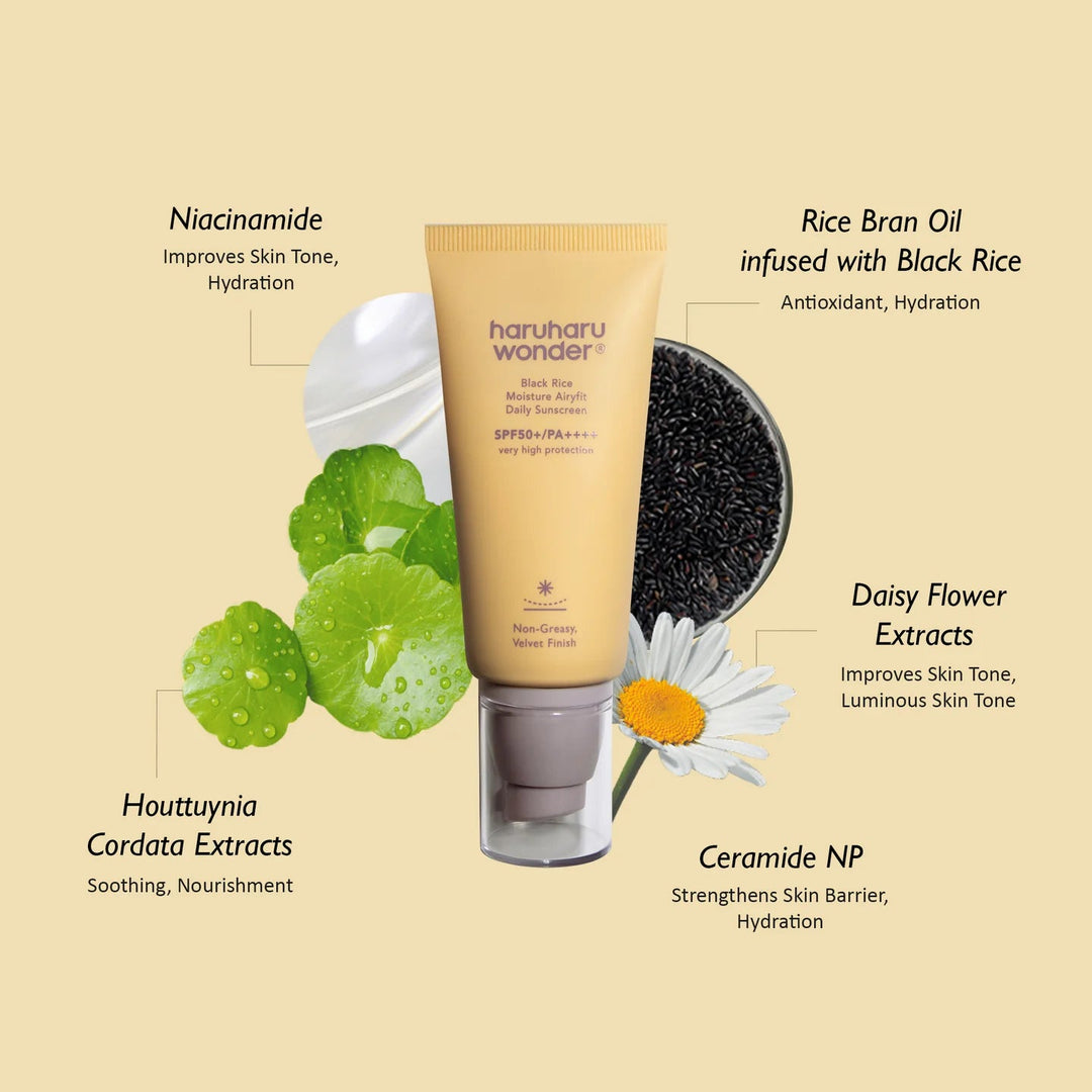 HARU HARU WONDER SPF50+ PA++++ Black Rice Moisture Airyfit Daily Sunscreen Koan Beauty